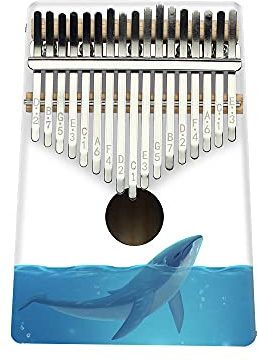 Hearda Kalimba 17 Schlüssel Daumen Klavier, Kalimba Instrument für Anfänger Kinder mit Stimmhammer,Stoffbeutel,Studienführer,Daumenklavier Fingerklavier Kalimba Musik Geschenk (Wal)