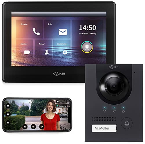 GOLIATH® PRO IP - Türklingel & Türsprechanlage mit Kamera [AUFPUTZ TÜRSTATION] - Klingel mit Kamera & 7 Zoll Monitor - Doorbell Camera - Video Sprech - & Klingelanlage mit Türöffner - Videotürklingel