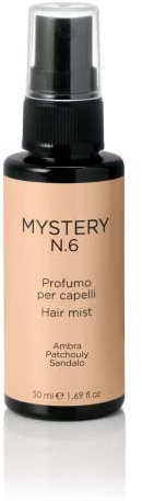 Mystery, N. 6 Profumo per Capelli Districante, Azione Anti Crespo con Avvolgenti Note di Ambra, Patchouly e Sandalo, Facilita la Pettinabilità dei Capelli, 50 ml