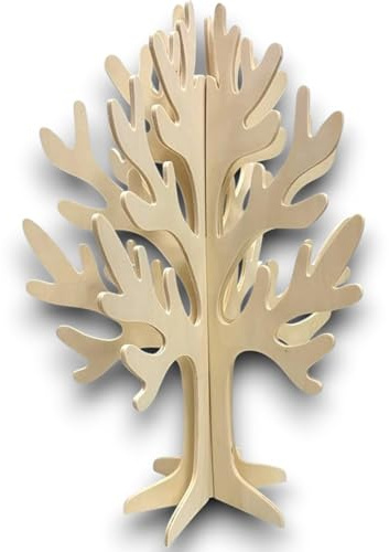 KORAT Albero della Vita in Legno Naturale h. 60 cm Decorazione 3D Albero dei Desideri Espositore Bijoux, per Tableau Matrimonio, Comunione, segnaposto Natale e bomboniere Base 36x36 cm