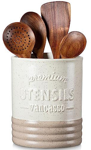 vancasso Sabine Utensil Holder, 7.2 Large Utensil Crock for Kitchen Counter, Ceramic Utensil Crock Storage, Utensil Storage for Home Décor, Perfect Gifts