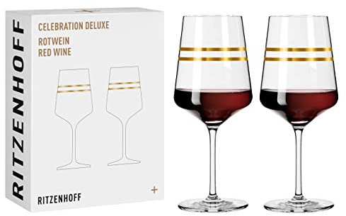 Ritzenhoff 6141001 Copa de vino tinto 400 ml - Serie Celebration Deluxe Set No. 1, 2 piezas con oro auténtico - Made in Germany