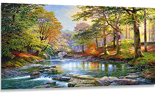 Instarry DIY 5D Diamond Painting för Vuxna Stor Storlek Diamantmålning Mosaik Broderi Dekoration för Väggar i Hemmet Natur Scen Flod 100x50 cm