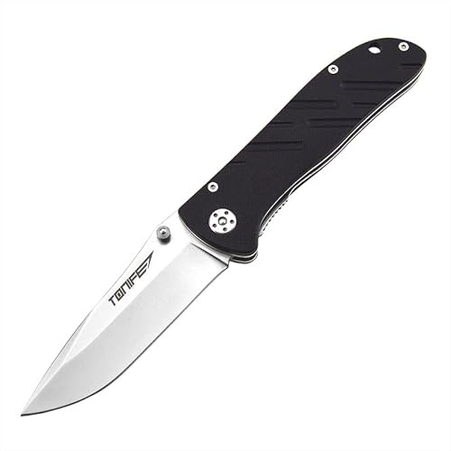 TONIFE CKT6012 Klappmesser Outdoor Messer 8Cr14Mov Blade Stain fnish 137g 212mm G10 Griff,Camping Messer