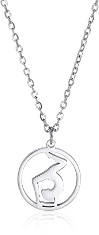 VASSAGO Gymnastikberlock, halsband, gymnastikgåva för flickor, volter, gymnastik, sport, hjärta, hänge, halsband, rostfritt stål, inspirerande smycken, gåva för kvinnor, tränare, ballerina, Medium,