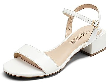 DREAM PAIRS Women's Heeled Sandals - Classic Comfort | Faux sheepskin PU upper, anti-slip outsole, roomy round toe, 1.57 chunky heel, timeless strap design