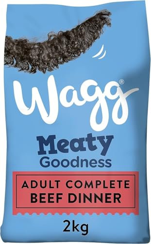 Wagg Meaty Goodness Complete Dry Adult Dog Food Beef Dinner 2kg (Pack of 4) - Meaty Ingredients Come 1st