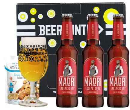 Madrí Exceptional Spanish Lager 330ml Bottles 3 Pack | Gift Pack, Branded Glass Included