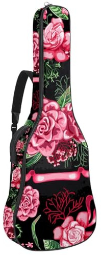 Eslifey Akustikgitarre Tasche Aquarell Lila Pfingstrose Blumen Verstellbarer Schultergurt Gitarrentasche Gigbag 40 41 42 Zoll, Farbe 4, 42.9x16.9x4.7 in