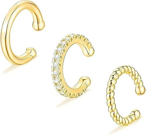 DHRUTI Manchette d'Oreille pour Femme, 6 paire Ear Cuffs pour Femme Faux Piercing Oreille Réglables Boucles Oreille Sans Trou Ear Cuff Non Piercing Helix Cartilage Boucles d'Oreilles Ensemble (Or)