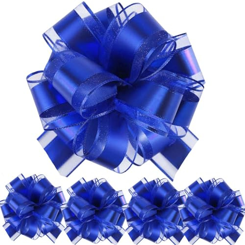 We Moment Zone Geschenk Schleife, 5 Stück Große Schleife Riesen Schleife Geschenk. Große Pull Bow für Auto Dekor Hochzeit New Houses Party Feier Geschenkschleife Tüten-Blau