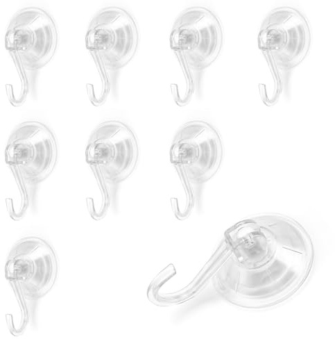 FINELYCR 10 Stück Saugnäpfe mit Haken, 45 mm Saugnapfhaken, Saughaken Transparent, Saugnapf Haken Geeignet für Fenster, Badezimmer, Küche