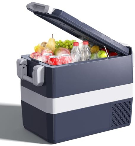 KROAK 40 Liter Kompressor-Kühlbox, 12/24 V und 230 V Auto kühlbox, -20℃~20℃ Mini-Kühlschrank für Auto, Lkw, Boot, Wohnmobil und Steckdose
