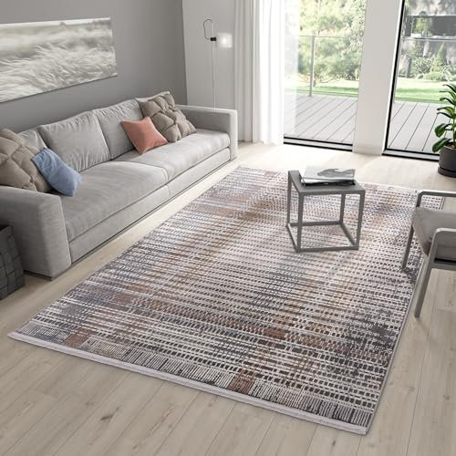 Astra Hochwertiger Teppich Wohnzimmer, Schlafzimmer - Kurzflorteppich weich - Flachgewebe Moderne Muster - Hochtief Design - Teppich Bunt 160 x 230 cm