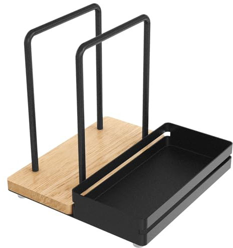 STWWO Serviettenhalter Schwarz,Serviettenhalter aus Metall & Holz Serviettenspender mit Caddy für Tisch Küchenzubehör Servietten Halterung zum Dekorieren