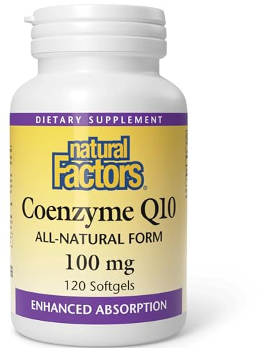Natural Factors, Coenzyme Q10, 100mg, as Ubiquinone, High-Dose, 120 Softgels, SOYA-Free, Gluten-Free, GMO-Free