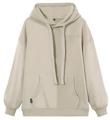Vislivin Hoodie Pullover for Women Long Sleeve Hooded Sweatshirt with Pocket Casual Oversize Hoody Top Coffee Gray-S