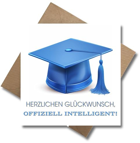 Studium Abschluss Karte mit Umschlag - Bachelor Gratulationskarte Schulabschluss Herzlichen Glückwunsch, offiziell Intelligent! süße Geschenkkarte zum Abschluss Abitur Studium Prüfung (125 x 125 mm)