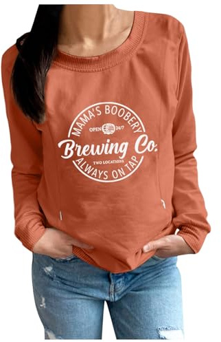 Felpa per Allattamento Premaman Causale da Donna Comoda Zip Pullover per Allattamento al Seno Top Maglione Boobery della Mamma Cappello Invernale Musica (Orange, M)