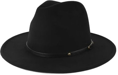 Zylioo XXL Panama Hut aus Filz für Großen Kopf, Fedora Hut mit breiter Krempe Größe 62cm,Winter Trilby Jazz Hat mit Gürtelschnalle