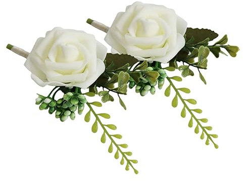 Yardenfun Boutonniere-Set Für Die Hochzeit 2-teilig Künstliche Blumen-ansteckblume Für Trauzeugen