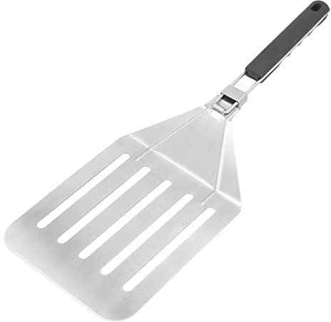 Stainless Steel Pizza Peel, Foldable Pizza Paddle with Rubber Handle, for Effortless Pizza Transfer & Easy Storrage, Large Pizza Spatula Dishwasher Safe
