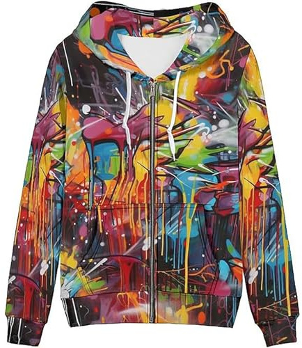 Foweknow Sweatjacke Herren Bunt Druck Hoodie Modische Trendings Kapuzenjacke Bequeme Vielseitige Freizeitjacke Sportlich Persönlichkeit Outdoorjacke Regular Fit Lässig Übergangsjacke