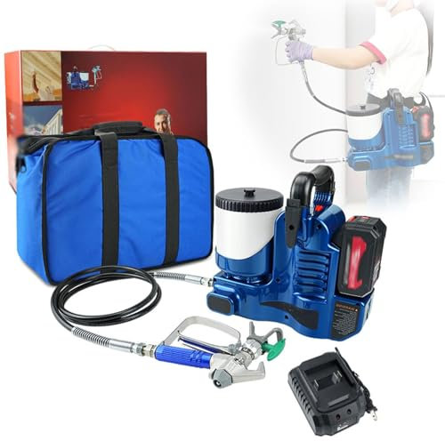 JODAIS Spruzzatore di Vernice ad Alta Pressione Senza Fili, Macchina elettrica a spruzzo airless da 1,2 l, spruzzatore al Litio a stantuffo da 1,1 l/min con Regolazione a 6 velocità, Batteria