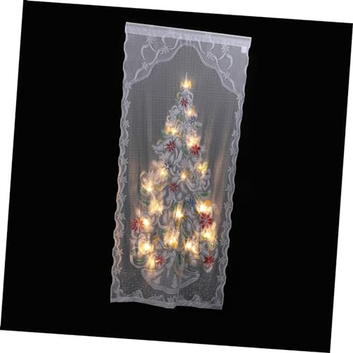 Cabilock Weihnachts Led Fensterdekoration Vorhang Mit Spitze Halbdurchscheinend Für Festliche Beleuchtung Weihnachtsdeko Innen Und Foto-requisiten