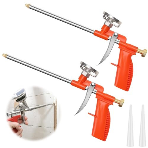 LYPPUL Schaumpistole, 2 Stück PU Bauschaumpistole, Pistolenschaum mit Ergonomischem Kunststoffgriff, Schaumpistole Bauschaum aus Metall für Heimwerker und Profi zum Abdichten, Füllen Mit Düse