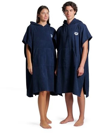 ARENA COTTON PONCHO NAVY-WHITE S-M