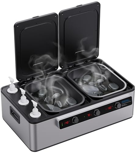 Promafit® Hot Stone Wärmegerät | Profi Erwärmer für Massagesteine - 2-in-1 Heizgerät für Steine und Massageöl | Multigerät Heater zum Steine wärmen - Digitales Display