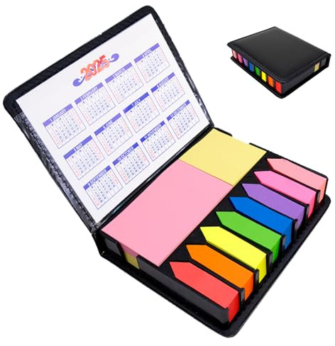 Mritrit 2000 Pièces Marque Page Adhesif avec Calendrier PU 2025, Sticky Notes Tabs Marque Page Autocollantes pour Maison, Bureau, Livre Annotation, Travail D'équipe, Études