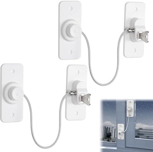 2 Pezzi Lucchetto Frigorifero Bambini, Chiudi Cassetti Bambini Con Chiavi, Autoadesiva Blocco Frigorifero, Blocca Chiusura Cassetti con Potente Adesivo per Frigorifero Armadi Porte Finestre Guardaroba