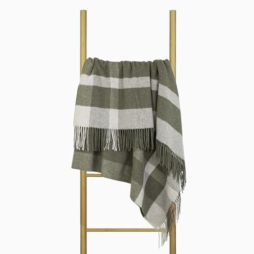 Nostra Andora Merino Wool & Cashmere Blanket – Plaid Morbido, Traspirante e Leggero Elegante per Divano, Letto e Uso Esterno, Design Termoregolante con Frange – Prodotto in Europa