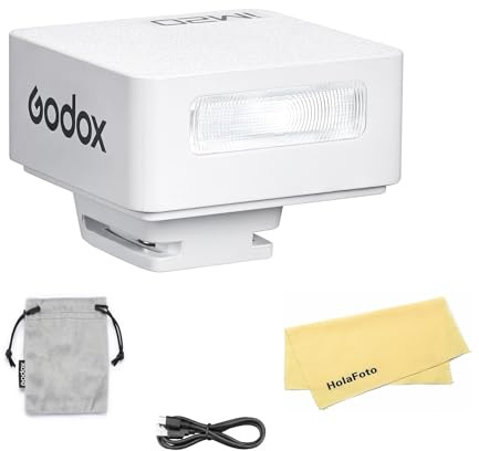 Godox iM20 Mini-Kamerablitz, Ultraportabler Weißer Kamerablitz für Canon, Sony, Nikon, Fuji, Panasonic, Olympus, Pentax 3 s Schnelles Recycling, 5-Stufig Einstellbare Leistung, 470 mAh Schnellladeakku