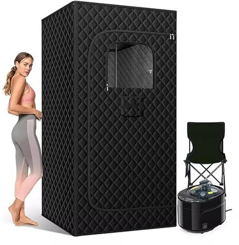 FHRKA Box per Sauna a Vapore Domestica, Tenda per Sauna Personale per Tutto Il Corpo, Kit Relax per Sauna Interna con generatore di Vapore da 2,6 Litri, Telecomando