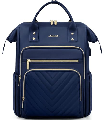LOVEVOOK Rucksack Damen Groß, 17,3 Zoll Laptop Schulrucksack Mädchen Wasserdicht, Elegant Reiserucksack Tagesrucksäcke Arbeitstasche Lehrertasche, Backpack Women für Reise Uni Büro, Marineblau