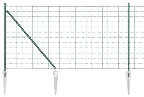 vidaXL Stängsel med stolpe Grön 1 x 10 m Stål, Trädgårds- och terrassstaket, moderna utomhuspaneler, hållbart skydd, stiligt avskildhet, praktisk set
