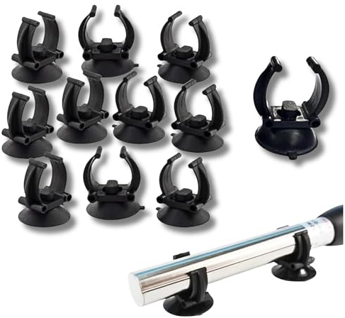 Kryoflare 10Pcs Aquarium Suction Cup Clips, 18-22mm, Black, Universal Fish Tank Holders for Heaters, Pumps, Filters and Hood