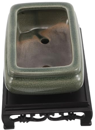 Gatuida Planter with Good Breathability and Damage Resistance for Small Leaf Redwood and Asparagus Pot Vintage Ceramic Rectangle Shallow Bowl for Indoor and Study Room