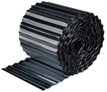 Nicoman Metal Garden Edging Border - Heavy Duty Galvanised Steel Lawn Edging, Flexible DIY Landscape Border for Trees, Flower Beds, and Plants (Black, 6x40FT)