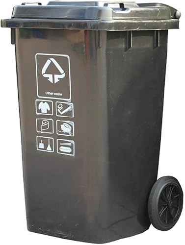 Cubo de basura resistente de 100 litros para patio, clasificación de gran capacidad, con ruedas