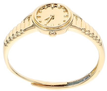 WRITWAA Uhrenring: Verstellbarer goldener Uhrenring für Damen, Mini-Fingerschmuck mit offenem Design im Vintage-Stil für den täglichen Gebrauch