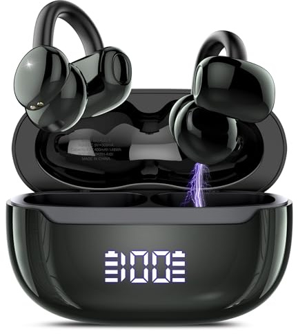 Open Ear Earbuds Wireless Clip on Headphones Bluetooth 5.4 Ear Buds with DNN Noise Cancelling, 48H Playtime, Low Latency, Fashion Design, Secure Fit, Crystal-Clear Sound for Sports Music & Calls