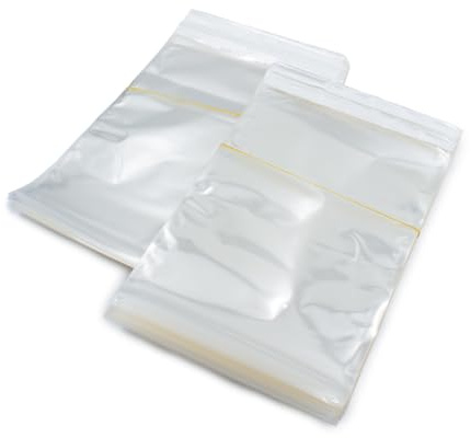 Finest Folia 100 PP Flachbeutel 30,5x22,5cm transparent mit Klebeverschluss Plastiktüten durchsichtig mit Luftloch Beutel Folienbeutel Klar Peel & Seal Tüten zum Verpacken selbst verschließbar