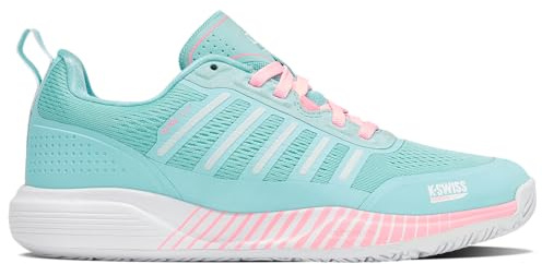 K-Swiss Ultra Court Padel Tenis Shoe, Soft Neon Blue/White/Neon Bubble Gum, 37 EU