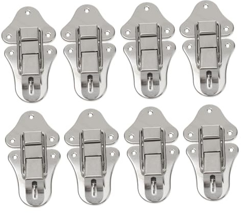 WHAMVOX 8pcs White Duckbilled Toggle Hasp Latch Retro Iron Lock Buckles for Wooden Boxes Tin Cases Toolboxes Easy Installation with Sturdy Construction Decorative Vintage Style Storage Box