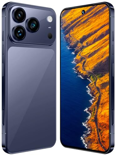 Téléphone I17 Pro Max 5G Débloqué, 16 Go RAM, 1 To ROM, Écran AMOLED 7,3 1440 × 3120, Appareil Photo Pro 108 Mpx (78 Mpx), Batterie 8 000 MAh, Snapdragon 8 Gen4 10 Core, Android 15,Blue-7.3 Inch