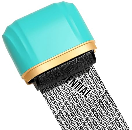 Confidential Rolling Stamp, Wide Self-Inking Roller for ID Blackening, Pen for Identity Protection, for Post Documents, Telephone Numbers, Bill of Lading Receipts